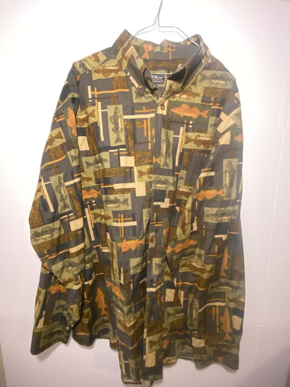 Woolrich Slate Fish Blocks Shirt Size 2XL Multi Cotton Fishing